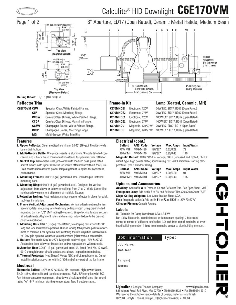 Lightolier Calculite C6E17OVM User manual