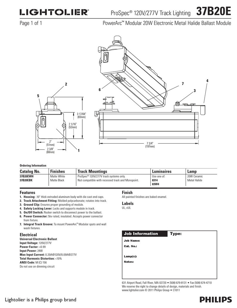 Lightolier ProSpec 37B20E User manual Lightolier ProSpec 37B20E User manual