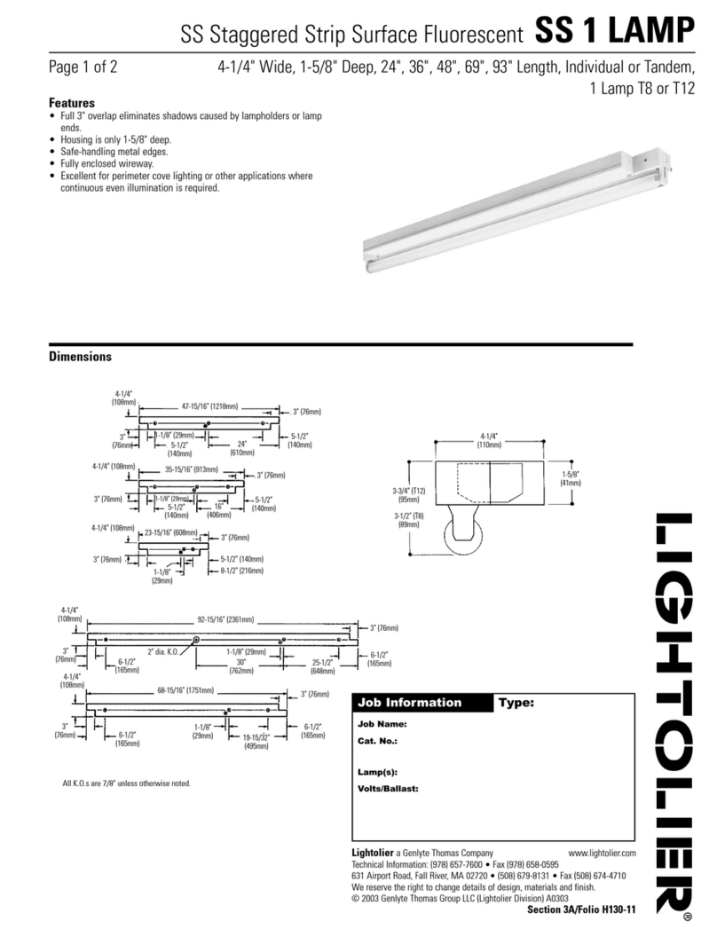 Lightolier SS 1 LAMP User manual