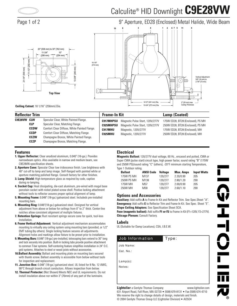 Lightolier Calculite C9E28VW User manual