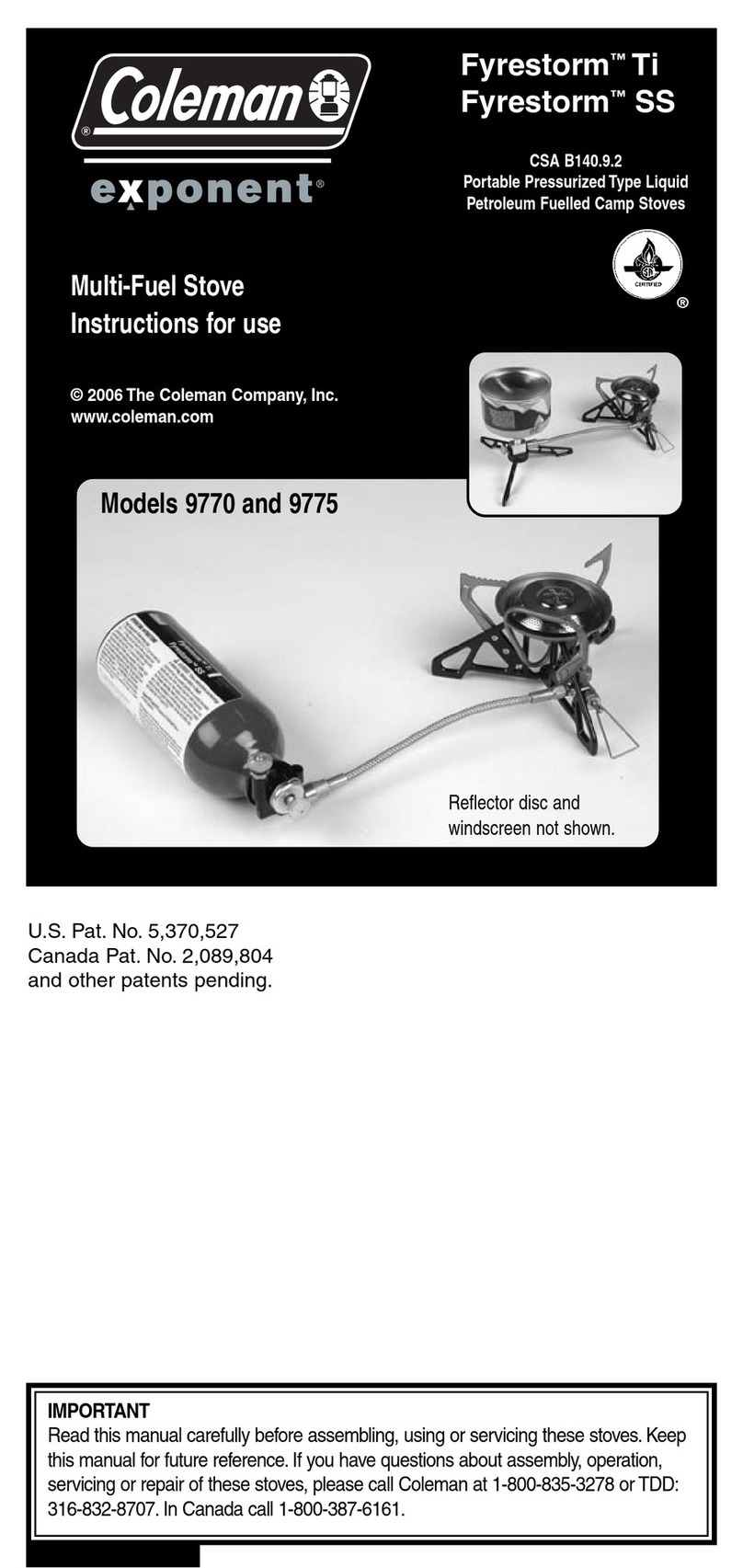 Coleman FYRESTORM 9770 Instructions for use