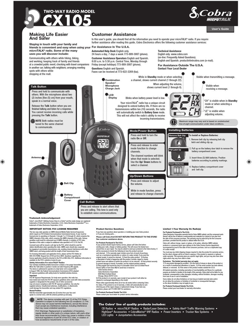 Cobra MICROTALK CX105 user guide