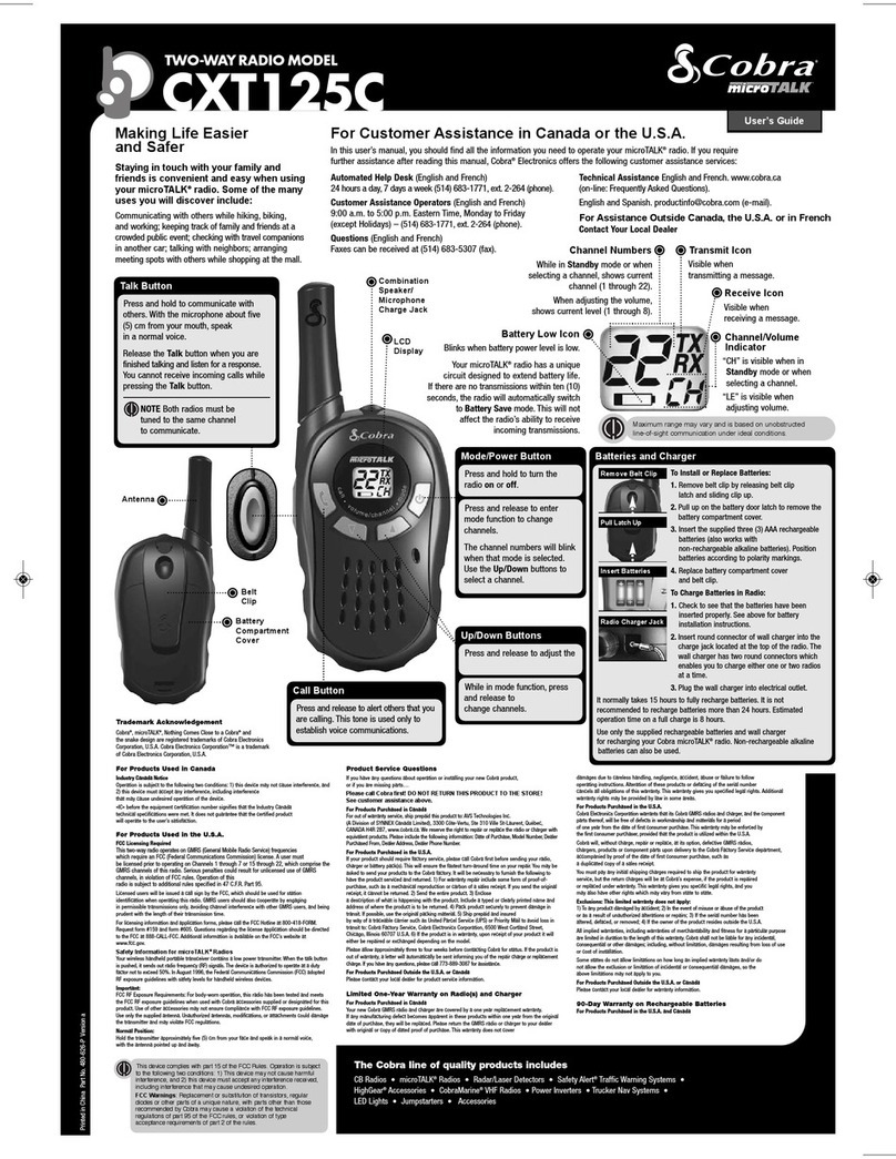 Cobra MicroTalk CXT125C User manual