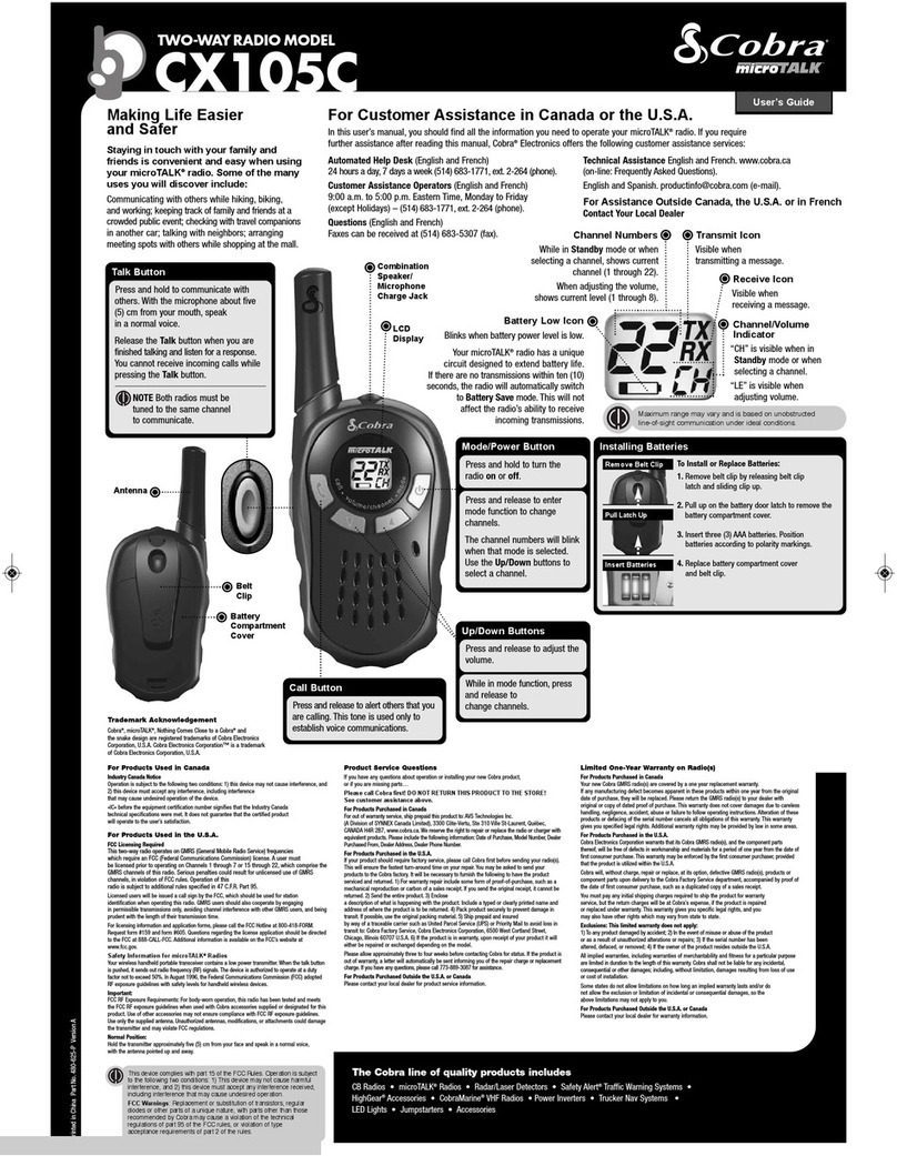 Cobra MICROTALK CX105C User manual