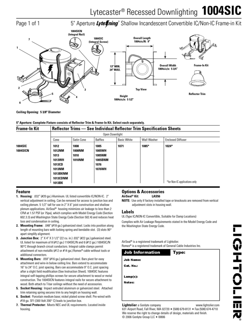 Lightolier Lytecaster 1004SIC User manual Lightolier Lytecaster 1004SIC User manual