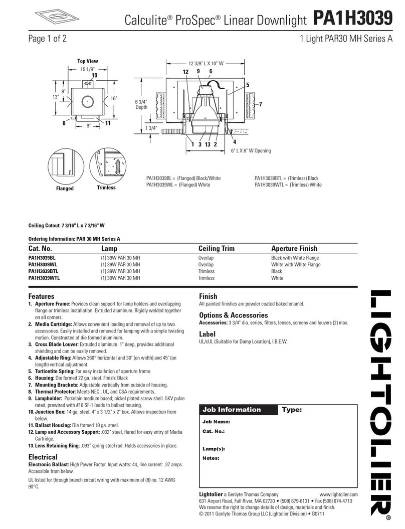 Lightolier Calculite ProSpec PA1H3039 User manual