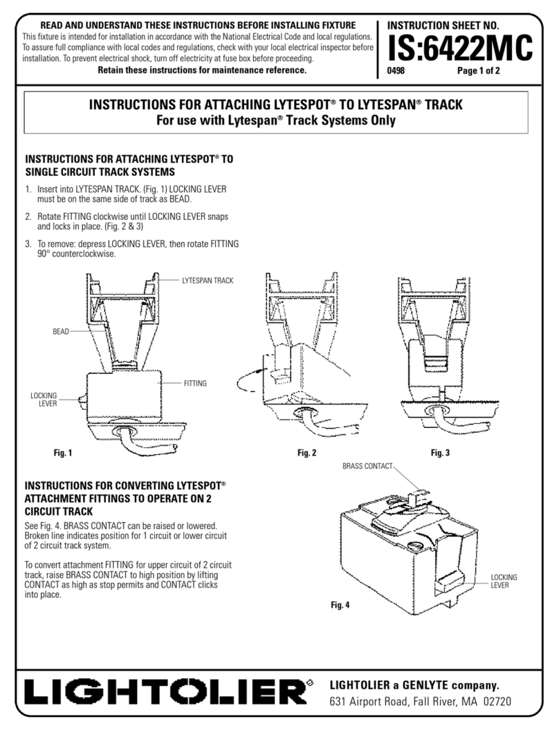 Lightolier LYTESPOT TO LYTESPAN TRACK Instructions for use