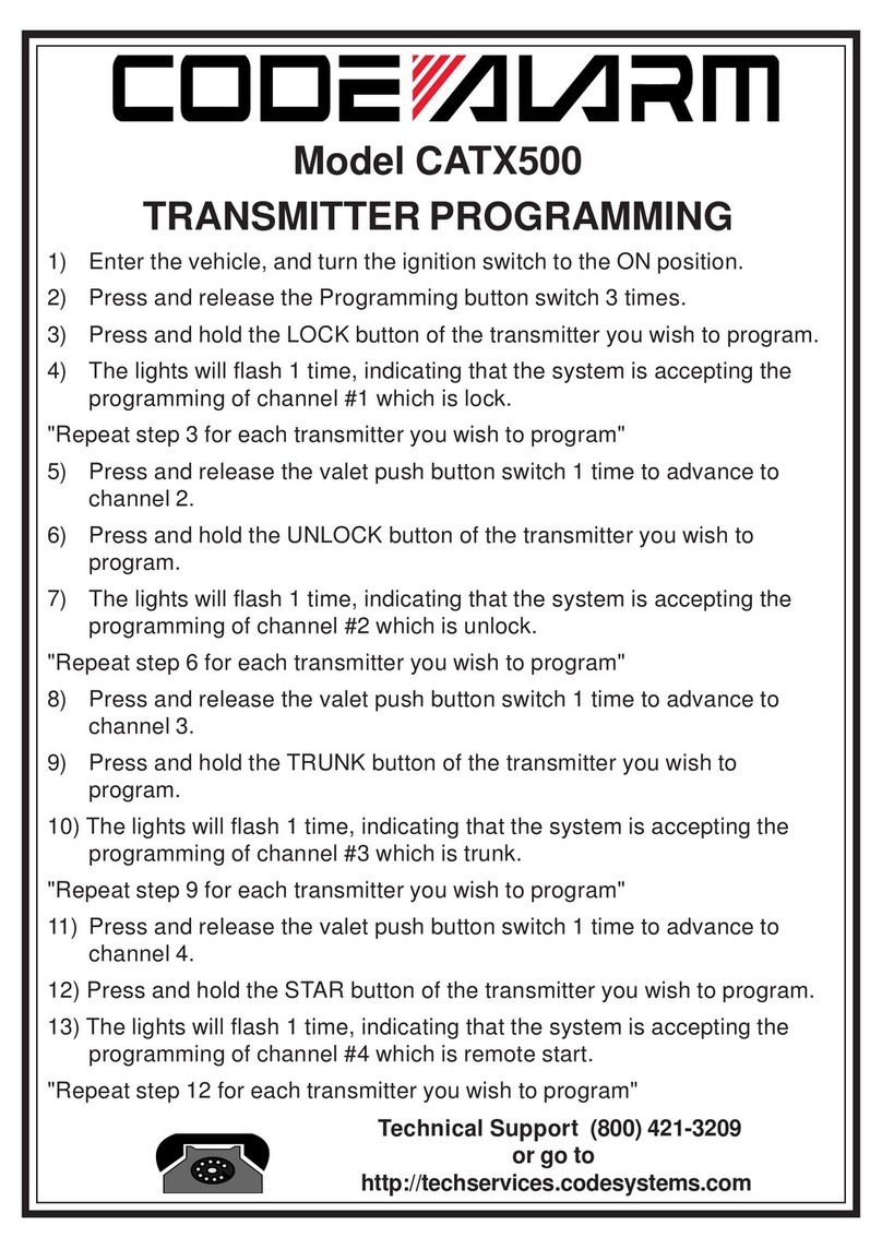 Code Alarm CATX500 Programming instructions