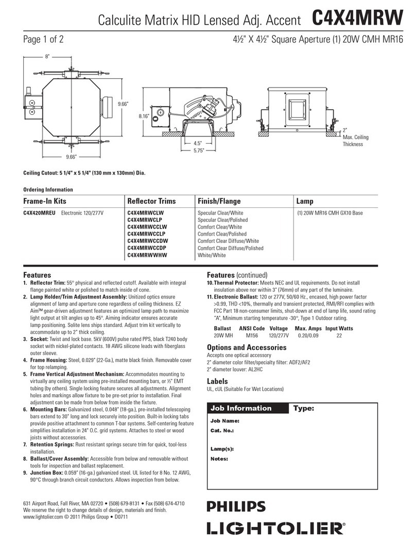 Lightolier Calculite Matrix C4X4MRW User manual