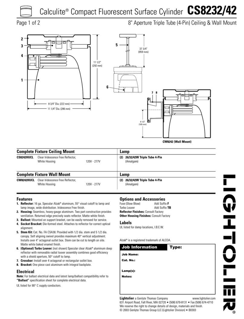 Lightolier Calculite CS8232 User manual Lightolier Calculite CS8232 User manual