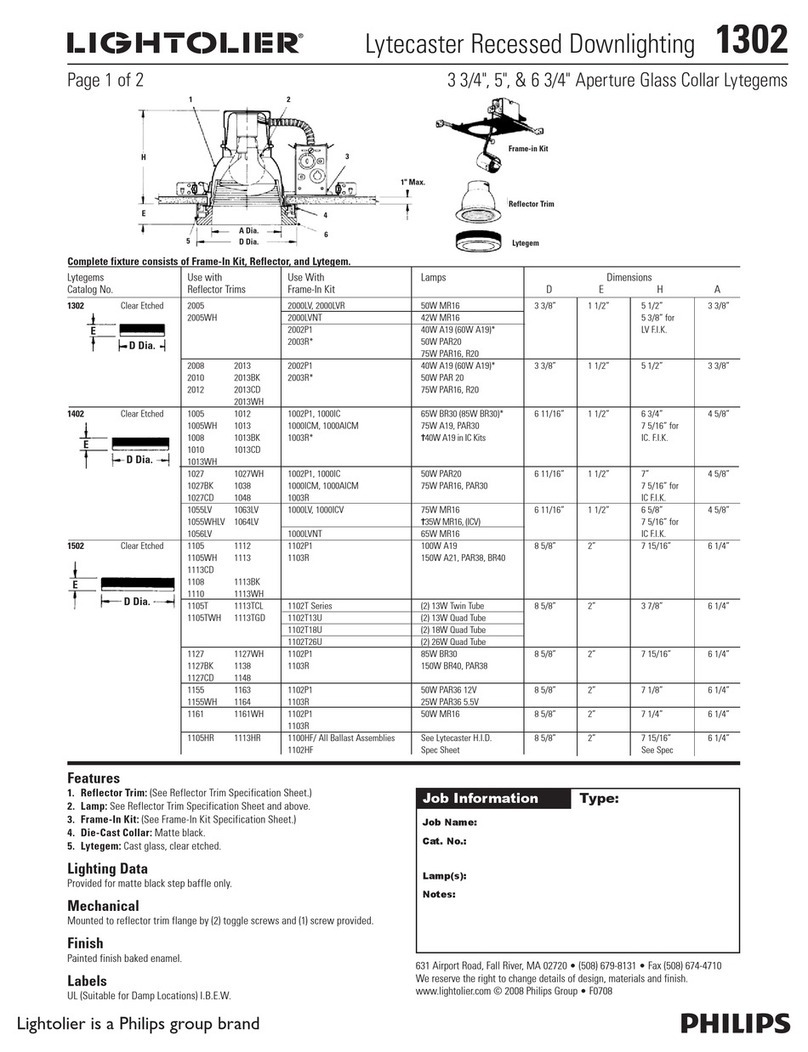 Lightolier Lytecaster 1302 User manual
