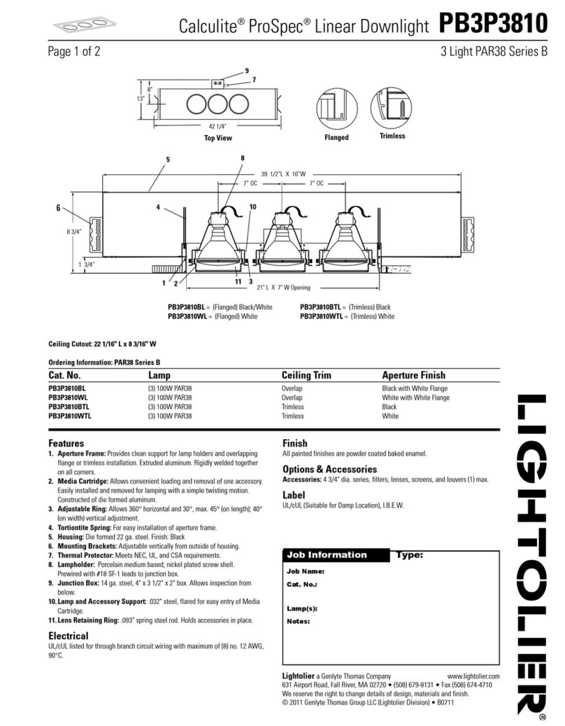 Lightolier Calculite ProSpec PB3P3810 User manual