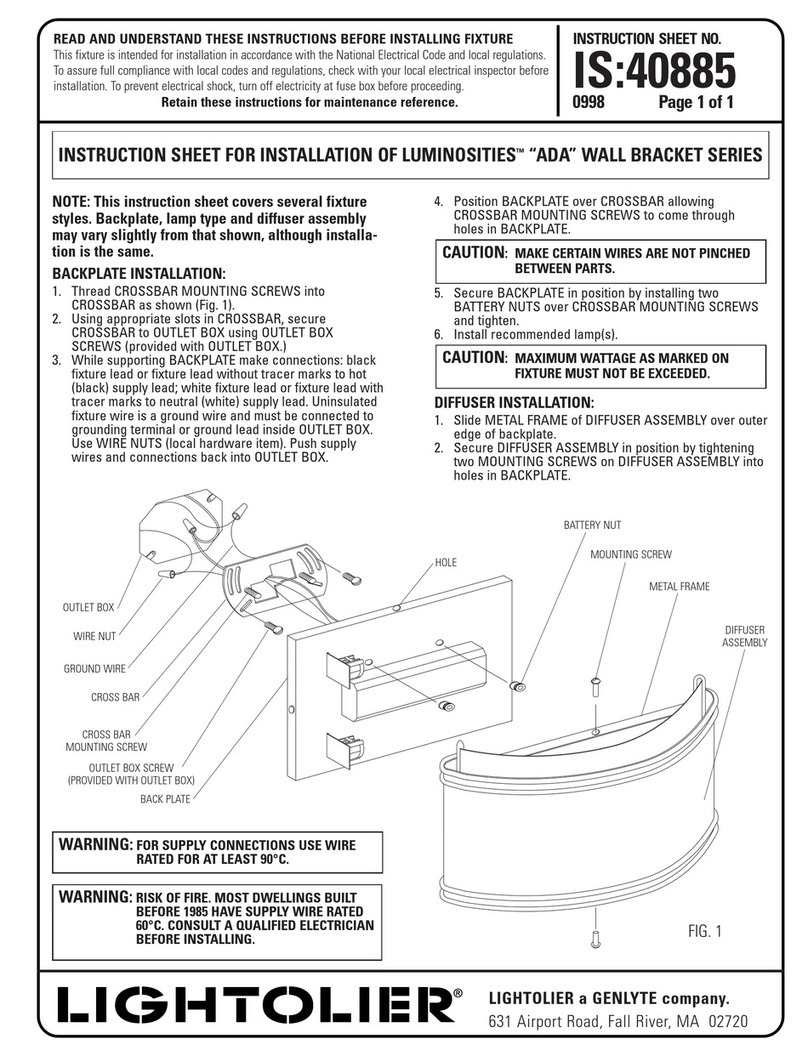 Lightolier LUMINOSITIES “ADA Instructions for use