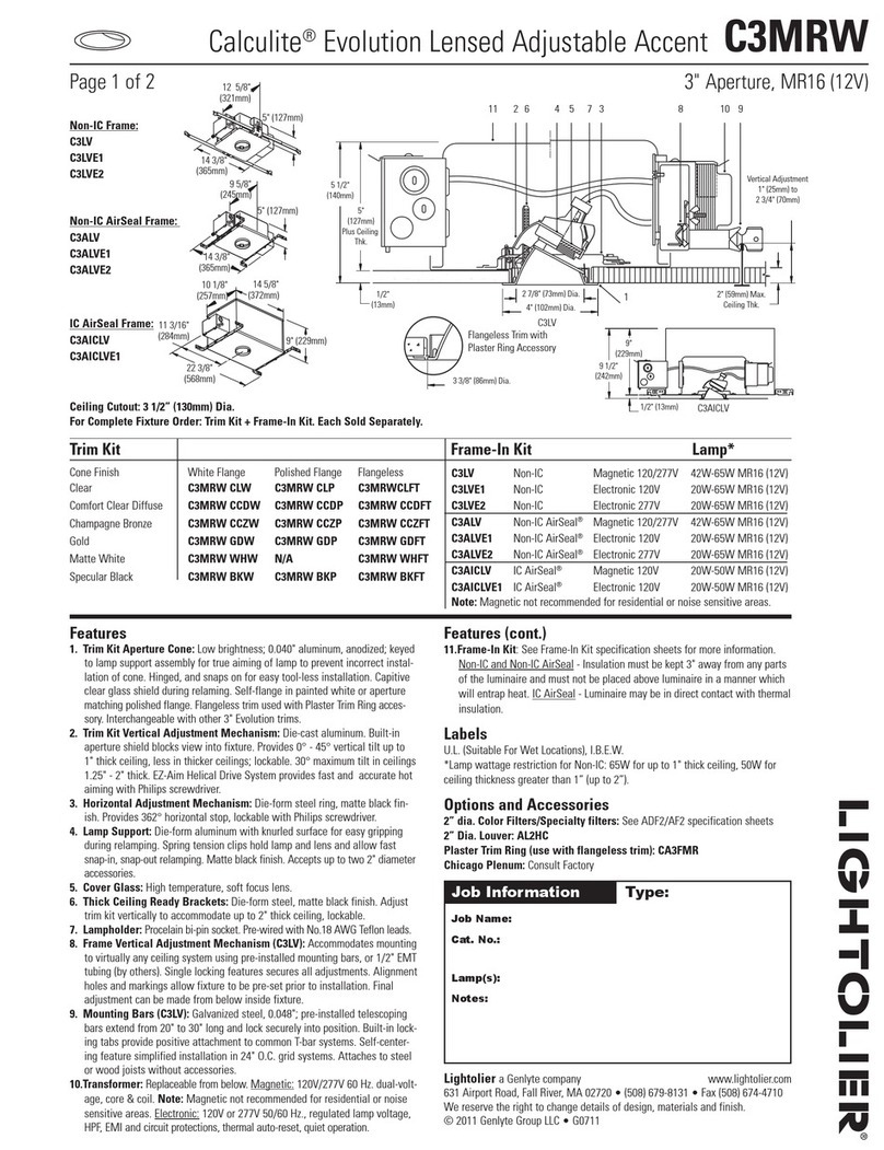 Lightolier Calculite C3MRW User manual Lightolier Calculite C3MRW User manual