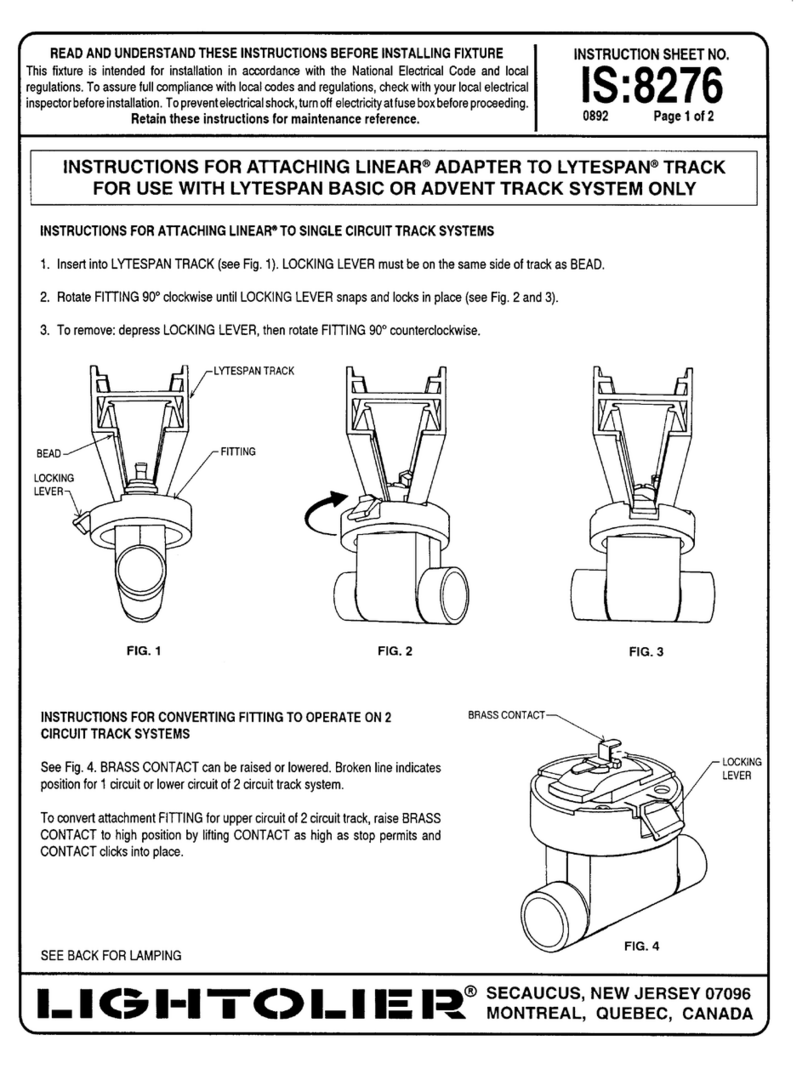 Lightolier LINEAR ADAPTER Instructions for use Lightolier LINEAR ADAPTER Instructions for use