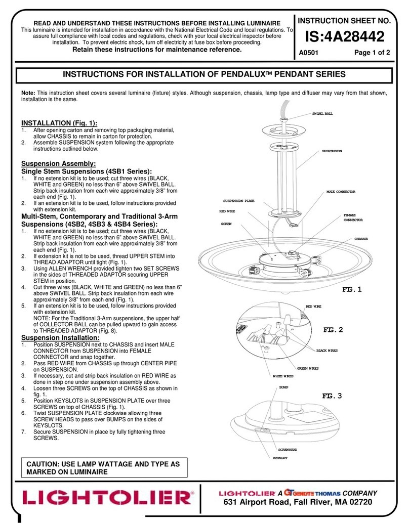Lightolier PENDALUX PENDANT SERIES Guide