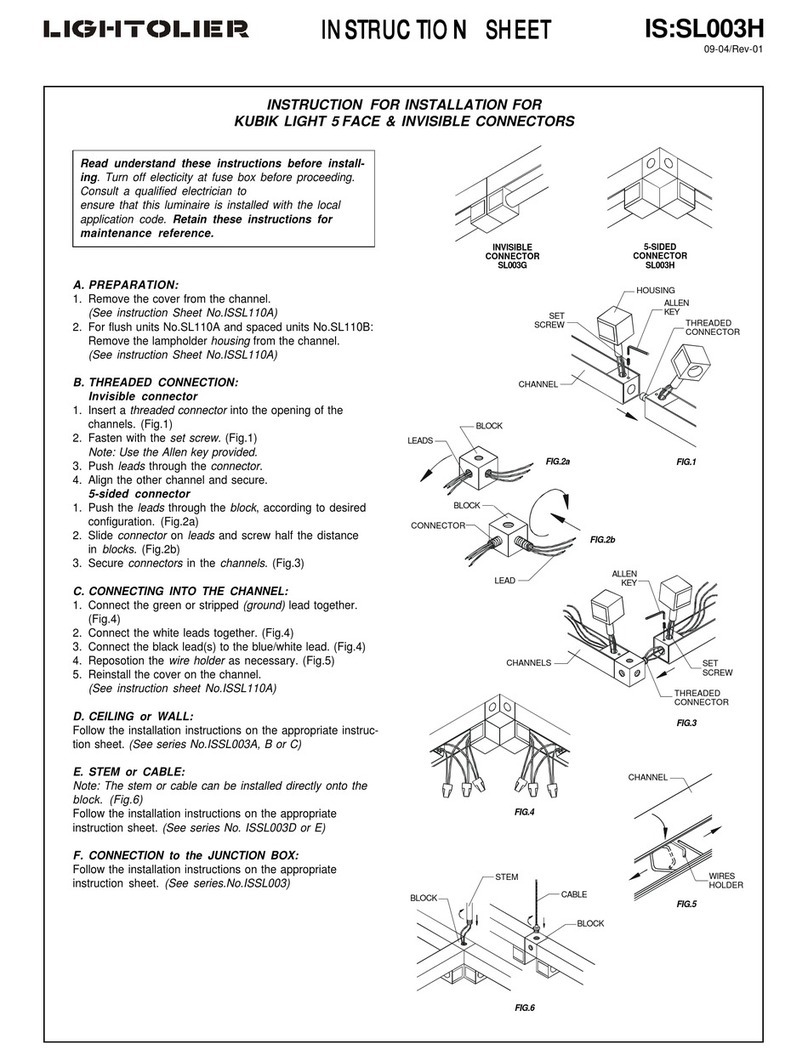 Lightolier KUBIK LIGHT 5 FACE Instructions for installation