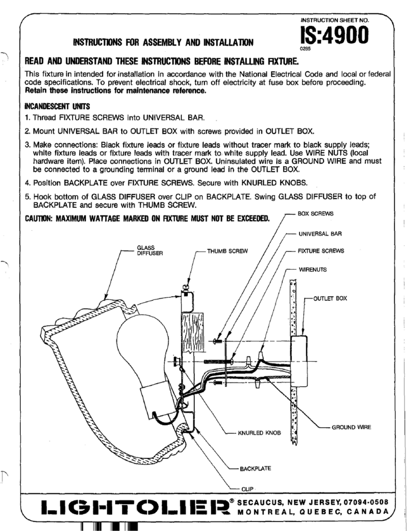 Lightolier FIXTURE Parts list manual