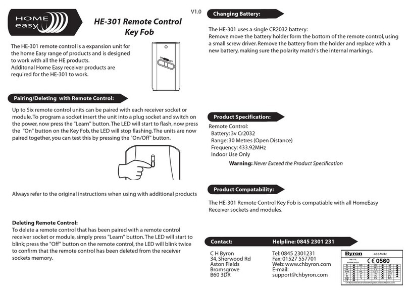 Byron Home Easy HE-301 installation instructions