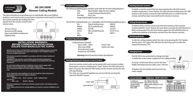 Byron Home Easy HE-204 installation instructions