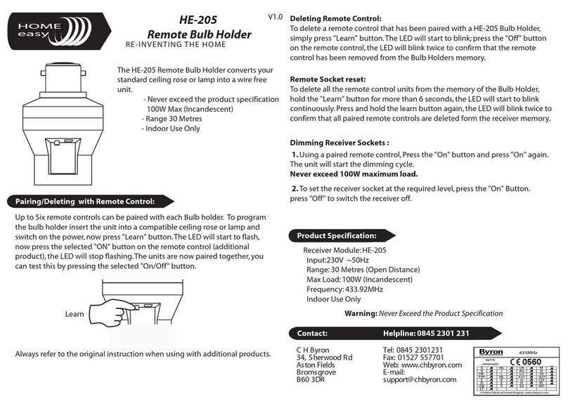 Byron Home Easy HE-205 installation instructions