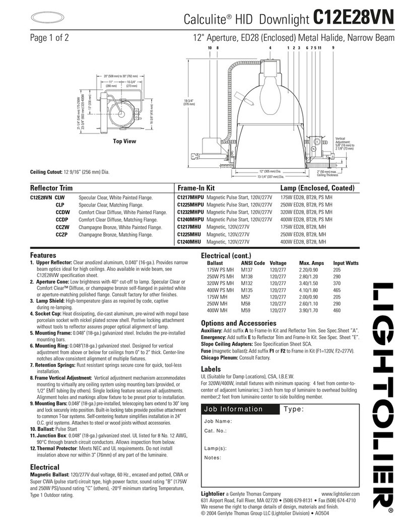 Lightolier Calculite C12E28VN User manual