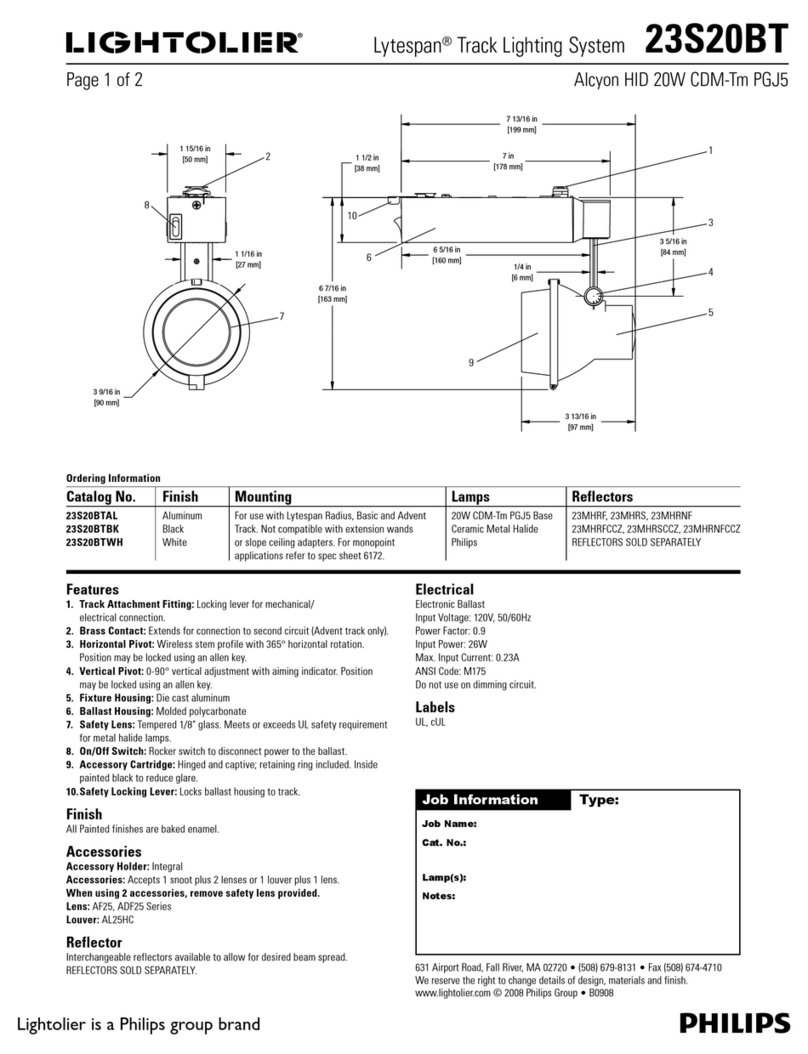 Lightolier Lytespan 23S20BT User manual