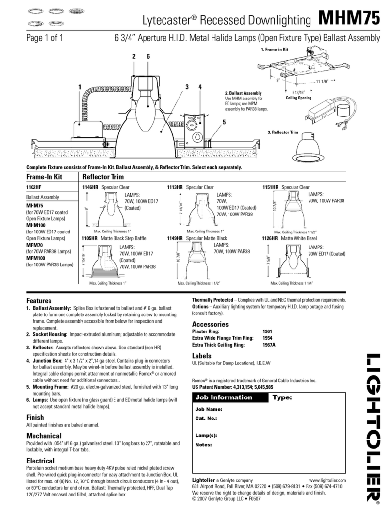 Lightolier Lytecaster MHM75 User manual