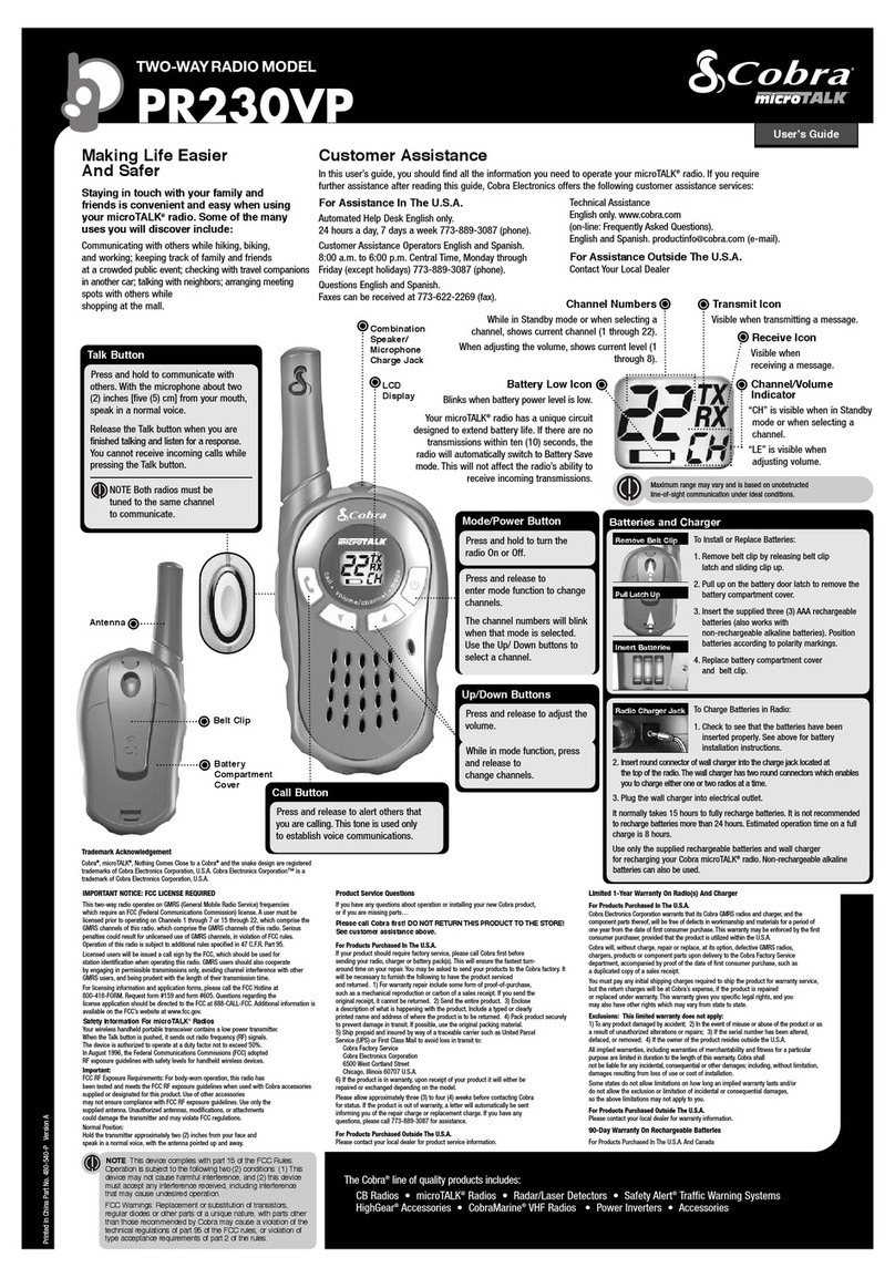 Cobra MICROTALK PR230VP User manual