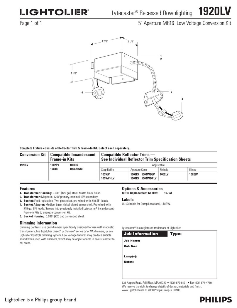 Lightolier Lytecaster 1920LV User manual Lightolier Lytecaster 1920LV User manual