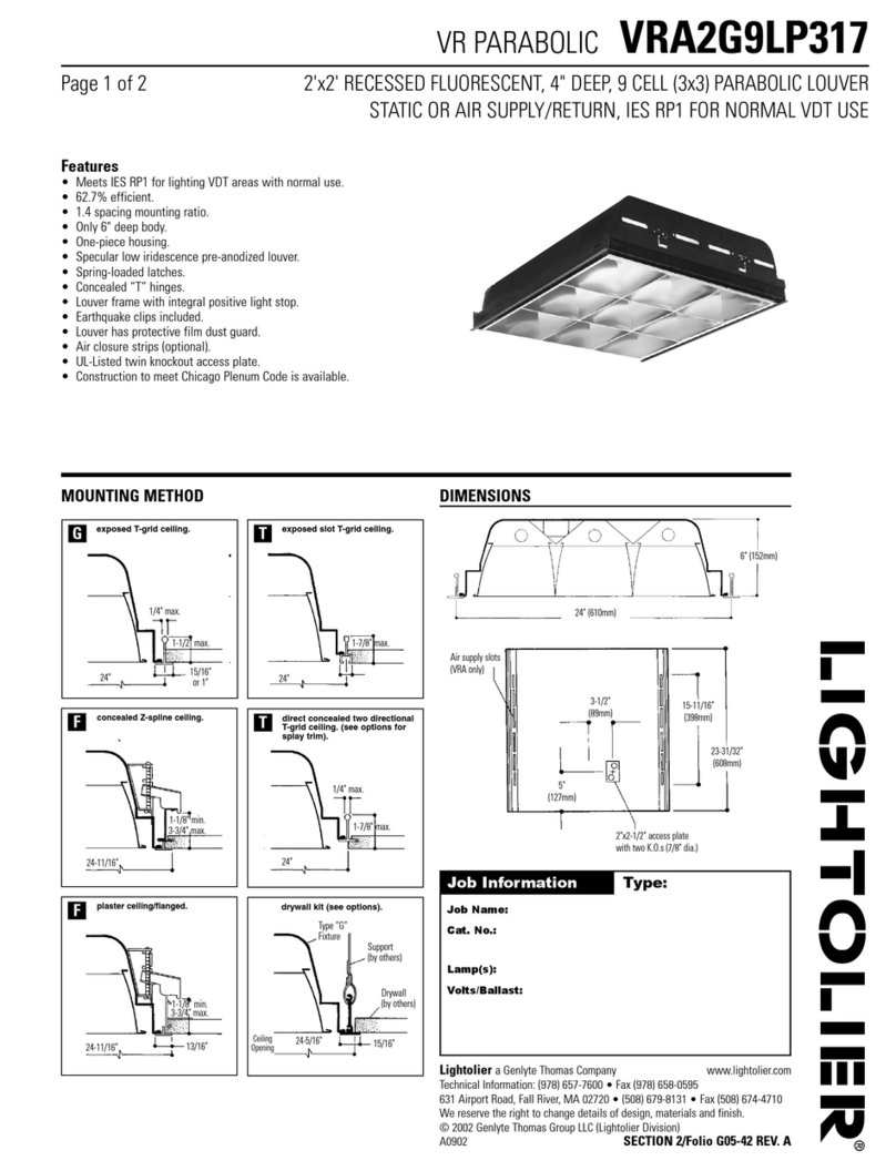 Lightolier VR Parabolic VRA2G9LP317 User manual