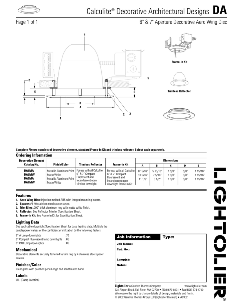 Lightolier Calculite DA User manual Lightolier Calculite DA User manual