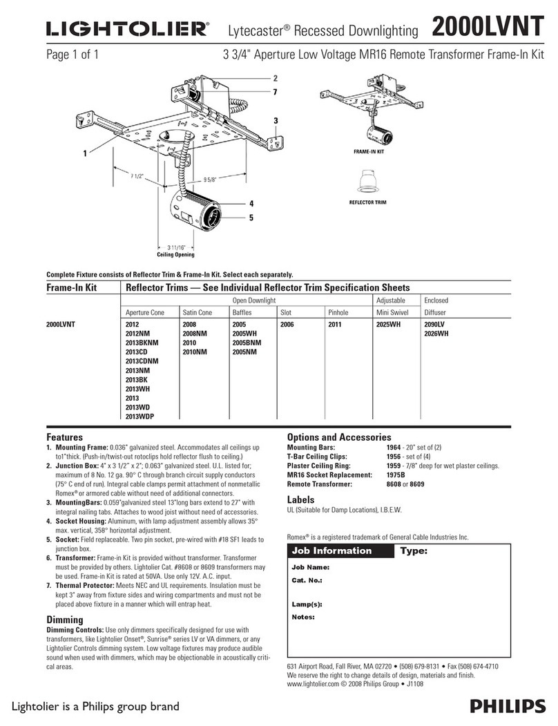 Lightolier Lytecaster 2000LVNT User manual
