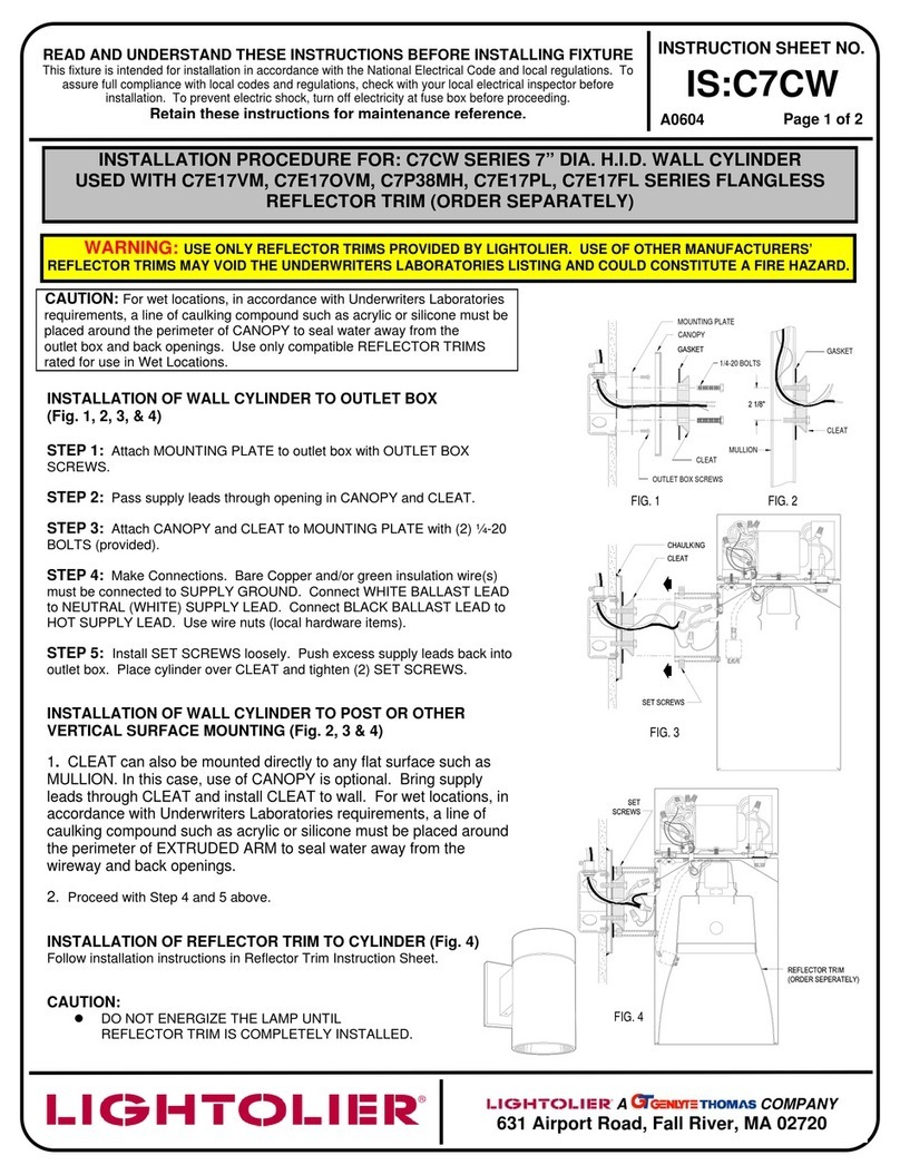 Lightolier C7CW SERIES User manual