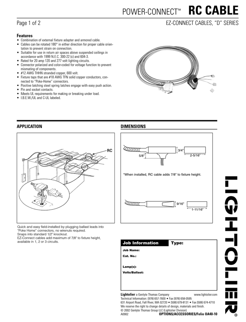 Lightolier POWER-CONNECT RC CABLE specification