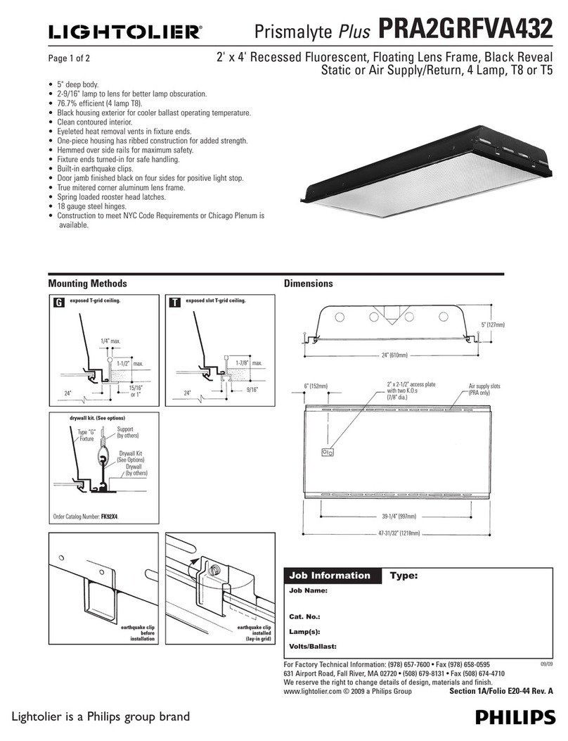 Lightolier PRISMALYTE plus PRA2GRFVA432 User manual