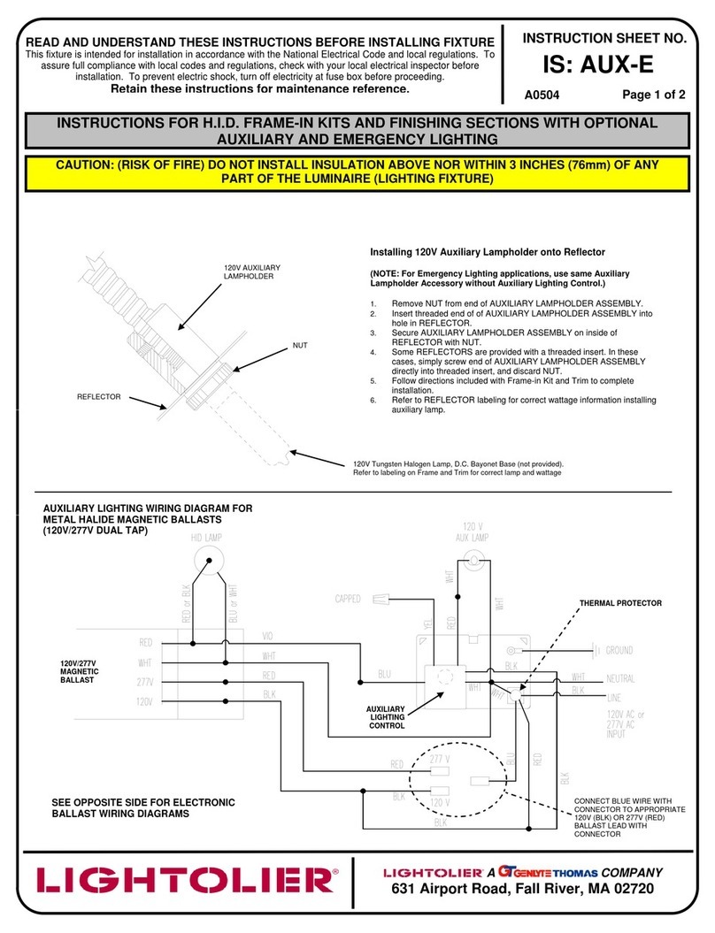Lightolier H.I.D. FRAME-IN KITS User manual
