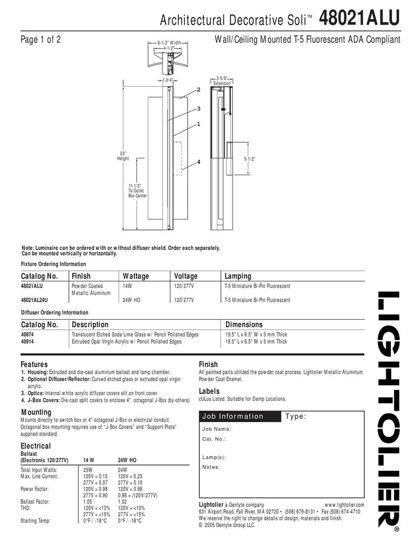 Lightolier Soli 48021ALU User manual Lightolier Soli 48021ALU User manual