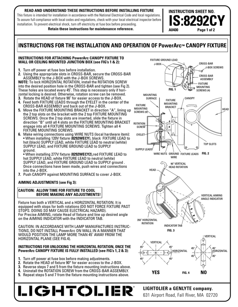 Lightolier PowerArc CANOPY FIXTURE Guide Lightolier PowerArc CANOPY FIXTURE Guide