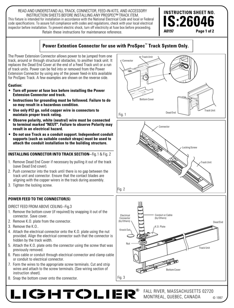 Lightolier ProSpec TRACK ITEM instruction sheet