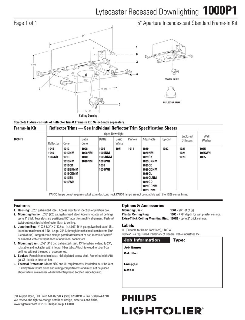 Lightolier Lytecaster 1000P1 User manual