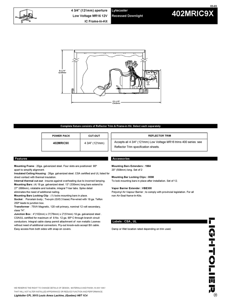Lightolier Lytecaster 402MRIC9X User manual