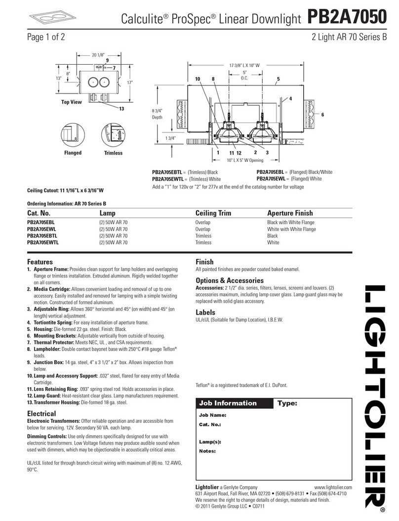 Lightolier Calculite ProSpec PB2A7050 User manual