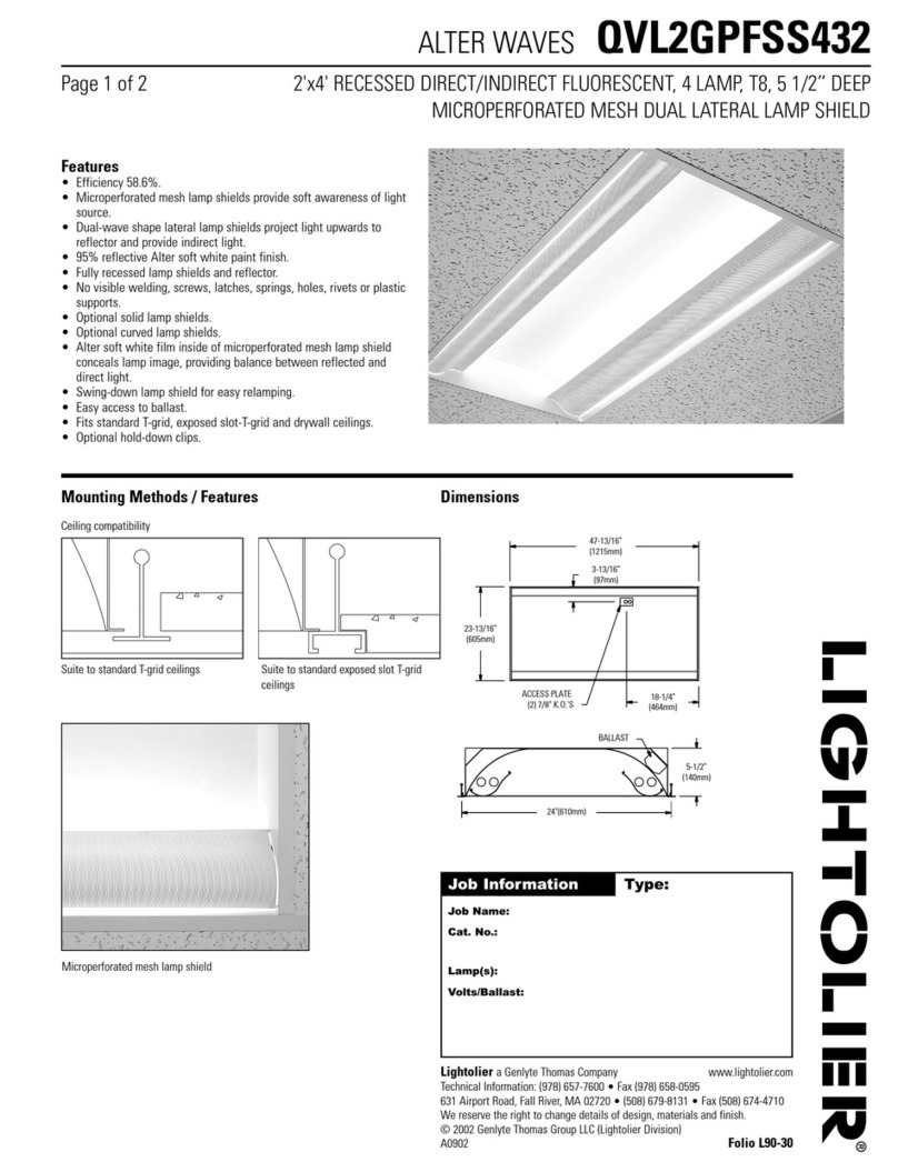 Lightolier Alter Waves QVL2GPFSS432 User manual Lightolier Alter Waves QVL2GPFSS432 User manual
