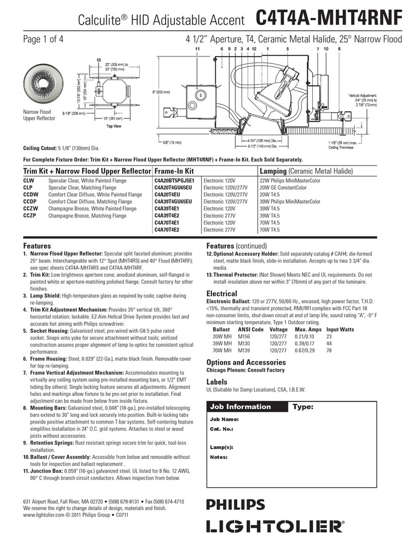 Lightolier Calculite C4T4A-MHT4RNF User manual