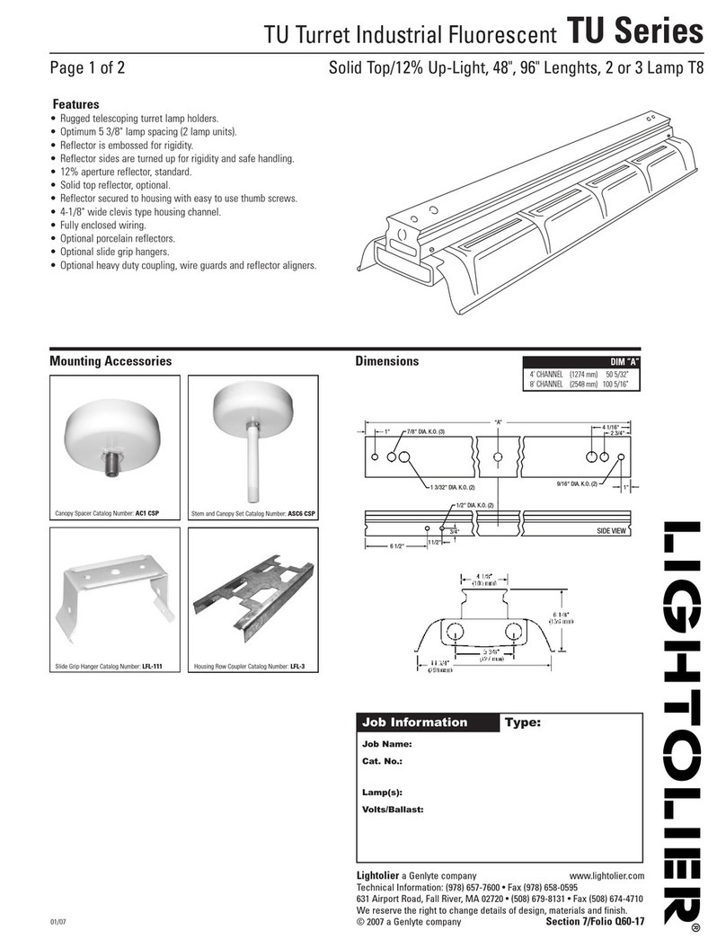 Lightolier TU Series User manual Lightolier TU Series User manual