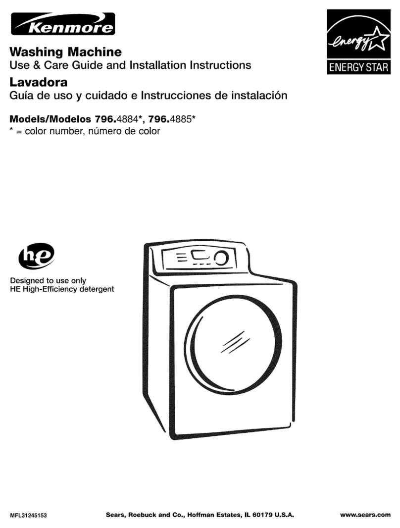 Kenmore 4885 - Rear Control High Efficiency 3.6 cu. Ft. Capacity Front Load... User manual
