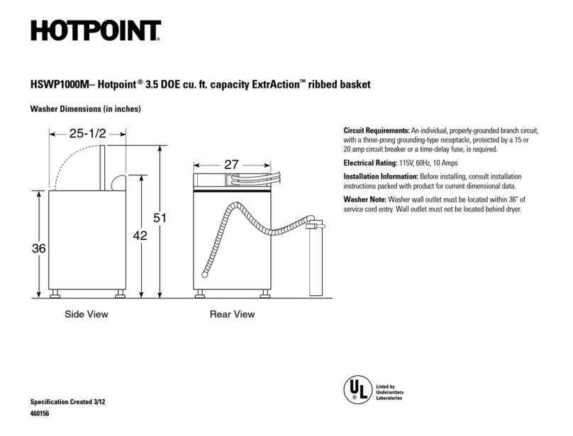 Hotpoint HSWP1000MWW Dimension Guide