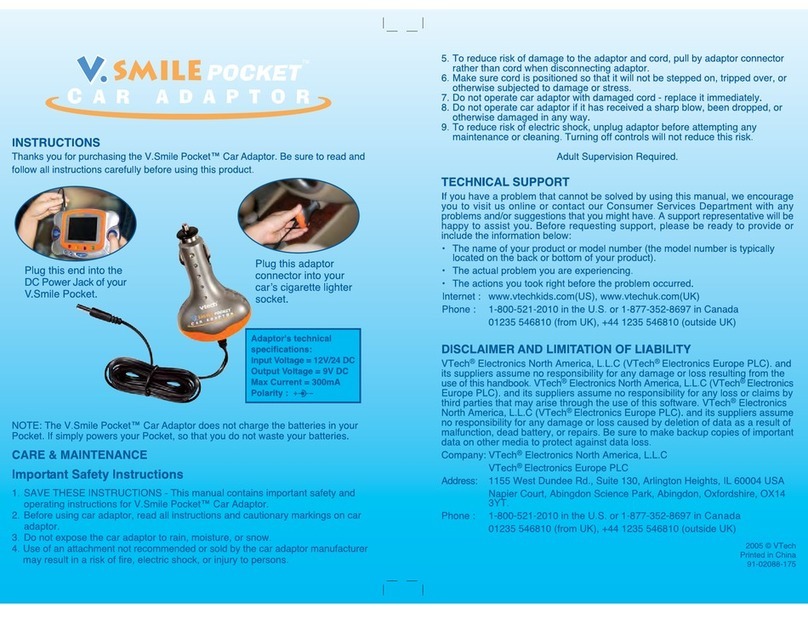 V-tech V.Smile Pocket Car Charger user manual