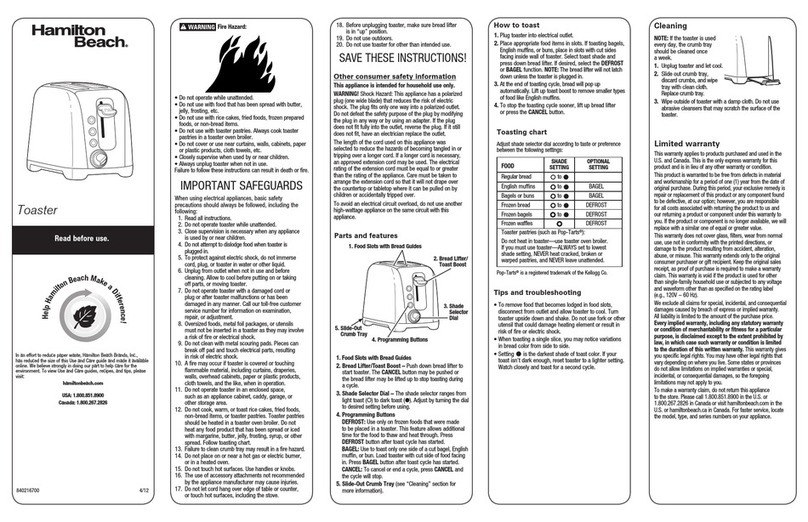 Hamilton Beach 22570C User manual Hamilton Beach 22570C User manual